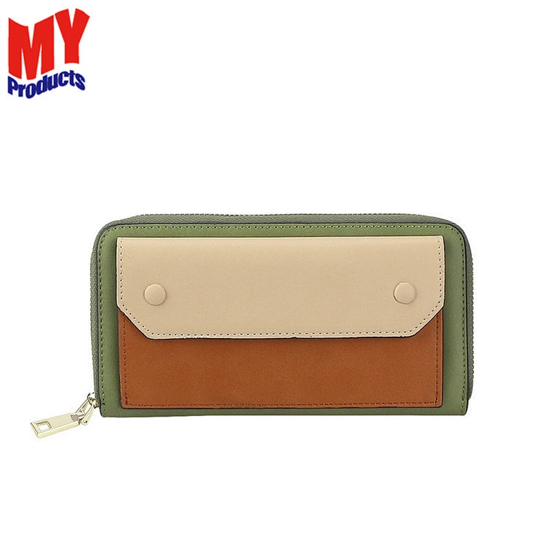 New High Zipper Quality Genuine Leather Women Cell Phone Wallet