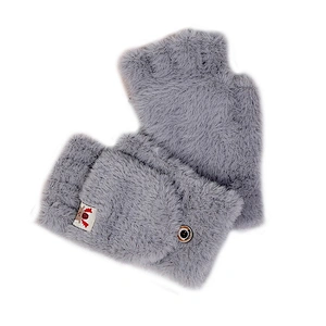 Hot Selling Womens Soft Fingerless Gloves Winter  Warm Flip Half Finger Gloves