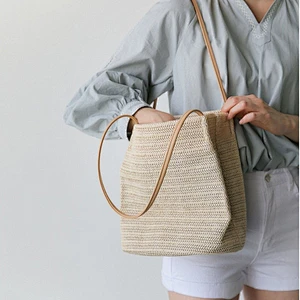 New summer fashion ladies simple handbag paper straw beach shoulder bag