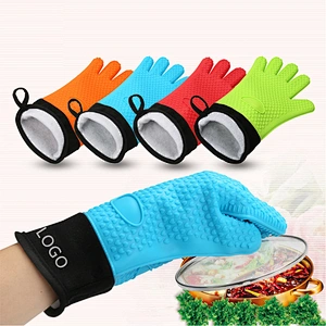 Silicone Gloves Heat Resistant Double Oven Mitts for Kitchen Cooking BBQ Baking