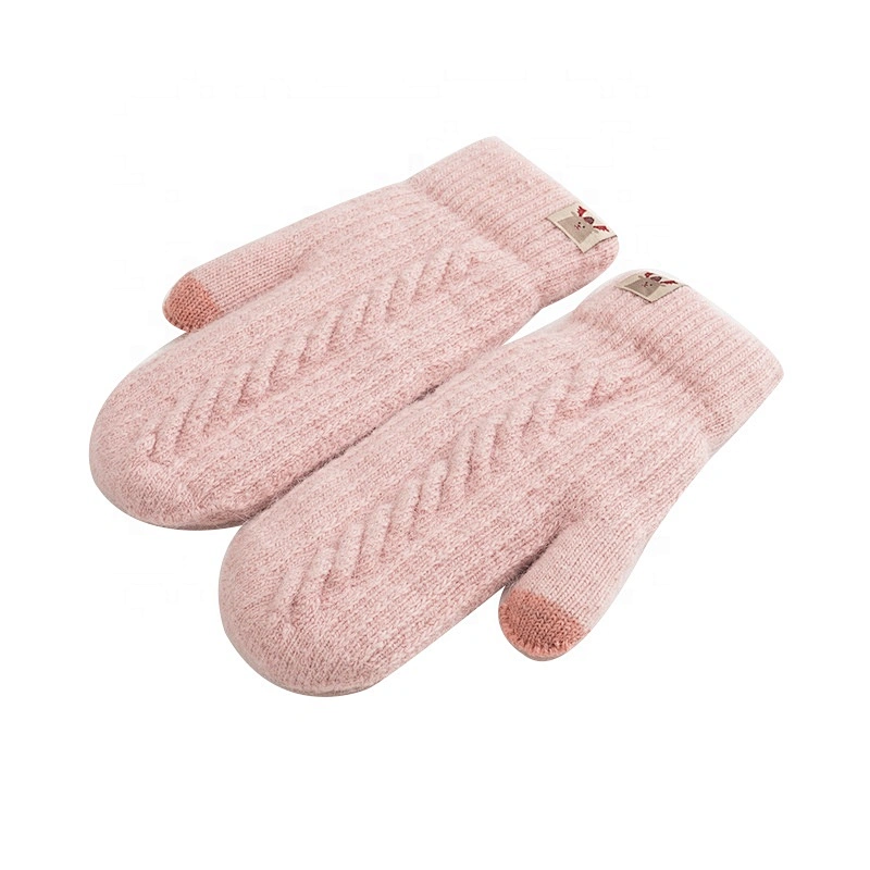 Winter Fashion Outdoor Keeping Warm Thick Gloves Wool Knitted Mittens Gloves for woman
