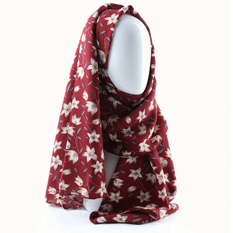 Manufacturers wholesale muslim printing chiffon shawl women chiffon printed scarf hijab