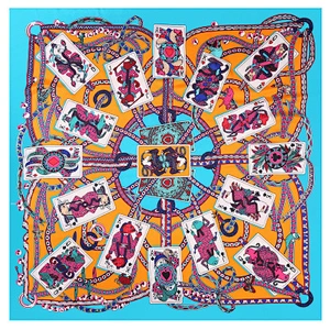 Poker printed artificial silk sunscreen scarf wholesale silk square neck scarf plain scarves