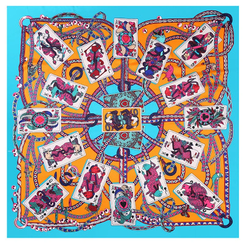 Poker printed artificial silk sunscreen scarf wholesale silk square neck scarf plain scarves
