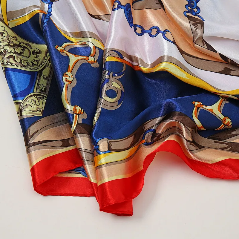Fashionable lady's square scarf scarf silky satin custom silk satin scarf square