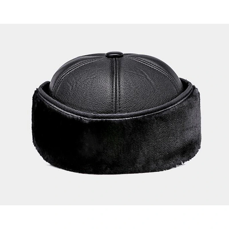 Customizable leather warm earmuffs hats for men and women outdoor windproof winter hat