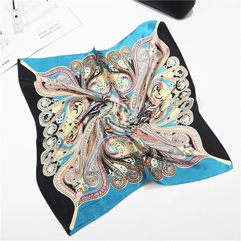 Light breathable women simulation silk stain printing muslim plain square scarves scarf