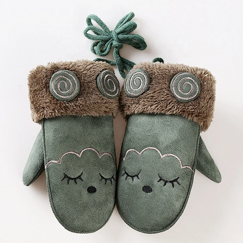 Faux Suede Cute Unisex Kids Winter Child Cartoon Mittens Gloves