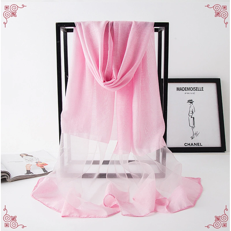Factory wholesale tie dye stitching solid color female sun shawl scarf custom printed large silk tie dye scarves