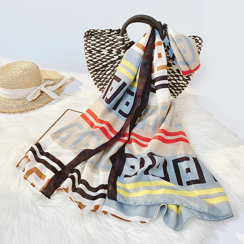 2020 cotton and linen letter print sunscreen women long shawl scarf women long shawl scarf