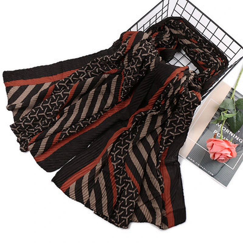 Creased leopard-print striped scarf women cotton shawls hijab wholesale shawls muslim