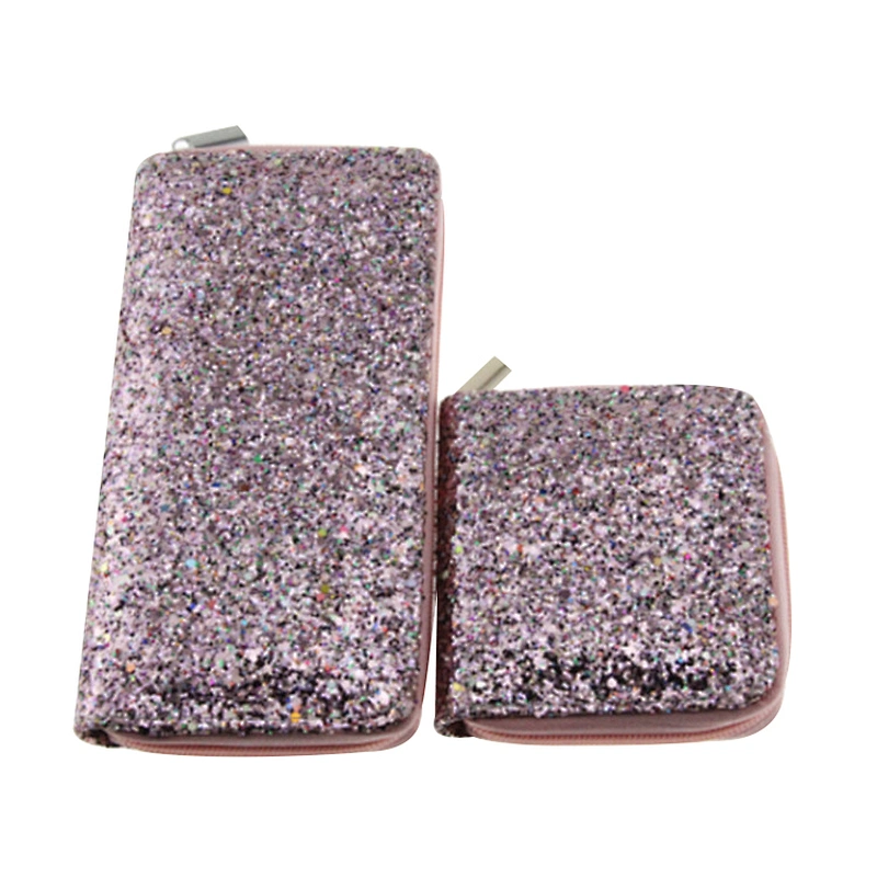 New fashion laser long clutch wallets women sequins pu leather handheld clutch wallet