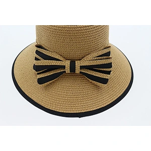 Paper yarn crochet ladies foldable floppy straw hats decorated