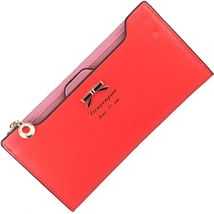Newest women long zipper wallet high capacity fashion bowknot leather zipper lady wallet