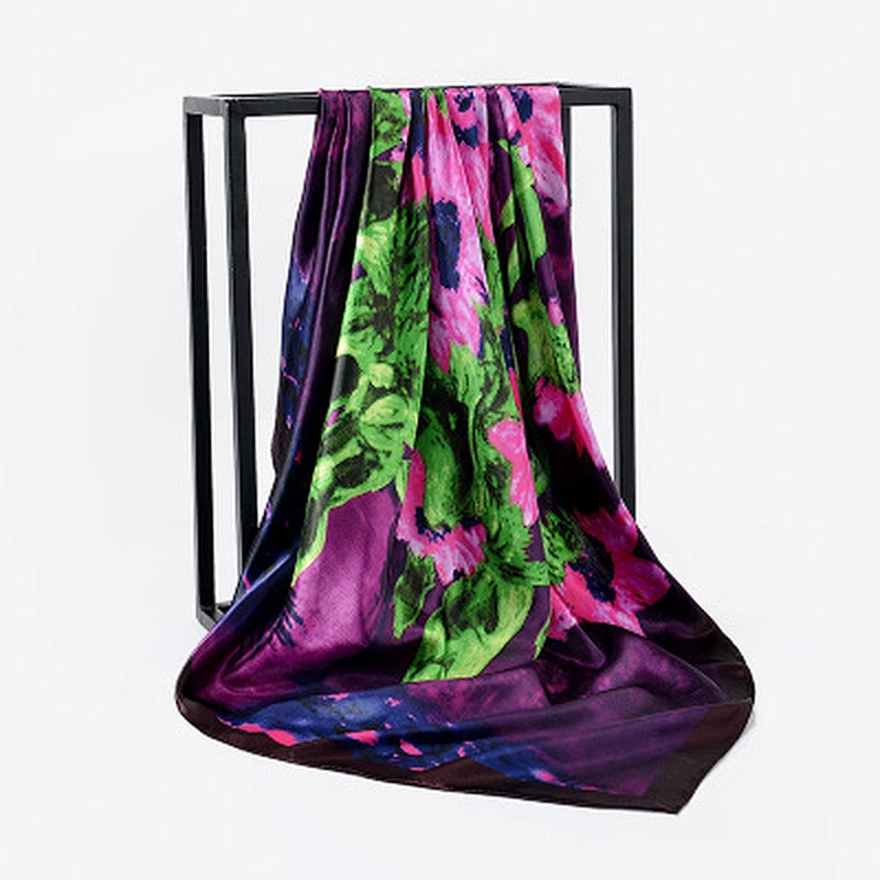Satin square air conditioner sunscreen scarf women shawl wholesale ladies print shawls scarves
