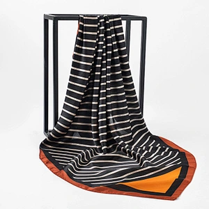 Simple temperament wild square summer sunscreenscarf silk striped printing scarf silk