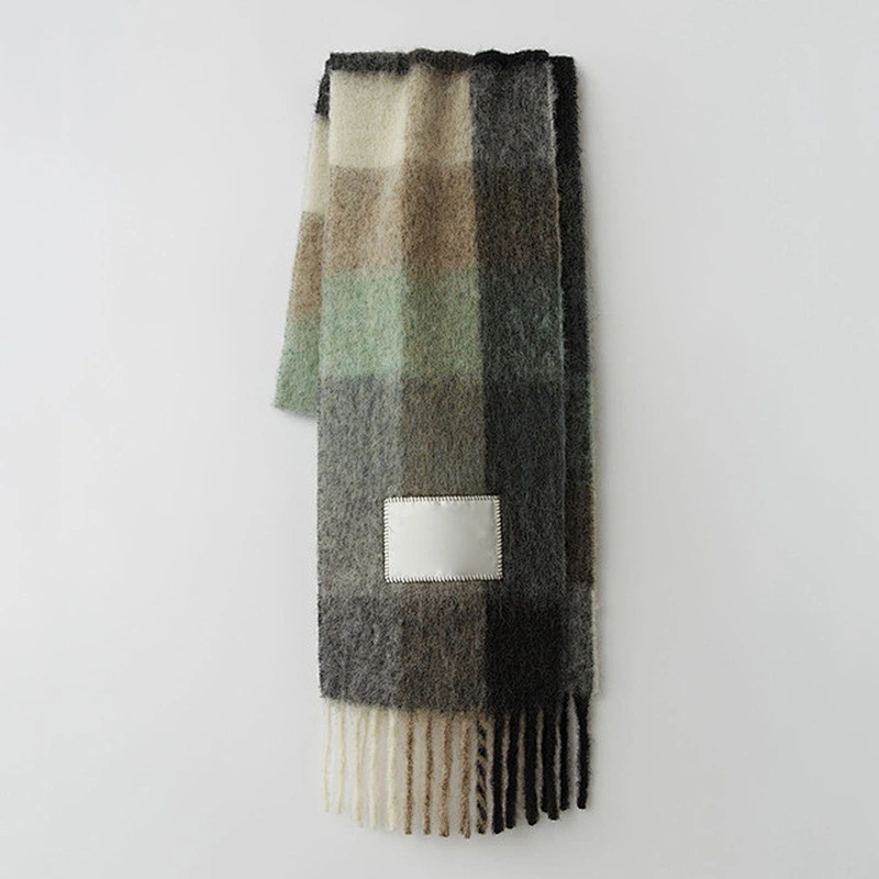 240Cmx37Cm Imitation Cashmere Scarf Long Shawl Scarf Women Rainbow Checked Scarf