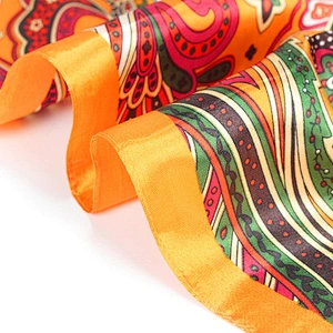 Vintage 90cm satin square scarf wholesale custom digital printing women silk scarf
