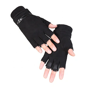 Warm Sports Half Finger Gloves Polar Fleece Flip Top Winter Man Fingerless Gloves