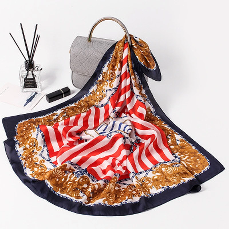 New real silk satin professional small neck square scarf printed luxury square silk scarf