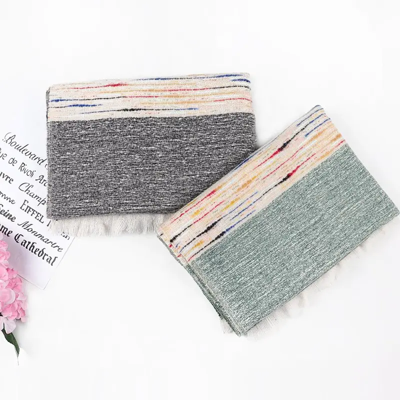 Amazon hot sale colored big stripes acrylic winter women scarf cashmere