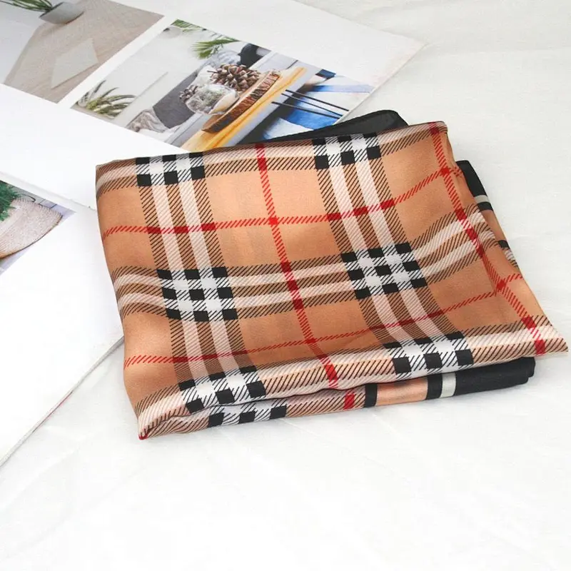 British style new silk satin printed 70cm small square scarf ladies scarf wholesale satin silk head patterned scarf