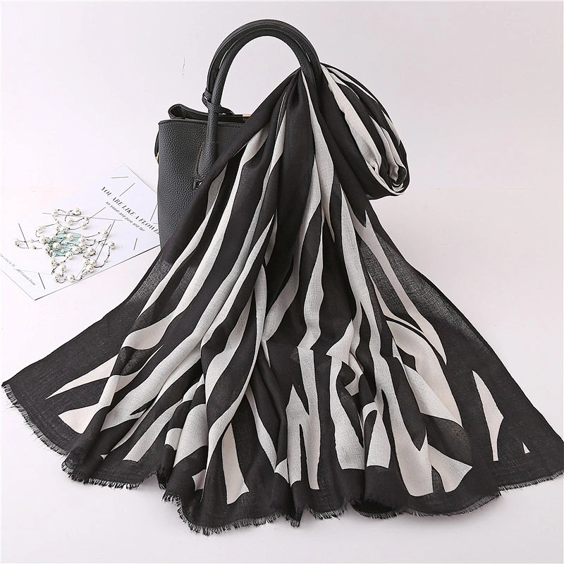 Factory direct animal print polyester long scarf printed arab muslim hijab scarf turban
