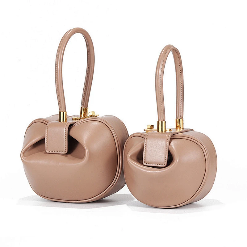 2019 New model genuine leather women vintage hand bags dumpling shape ladies tote handbag