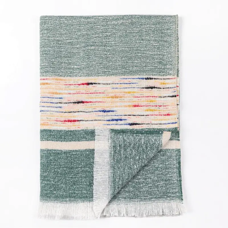 Amazon hot sale colored big stripes acrylic winter women scarf cashmere