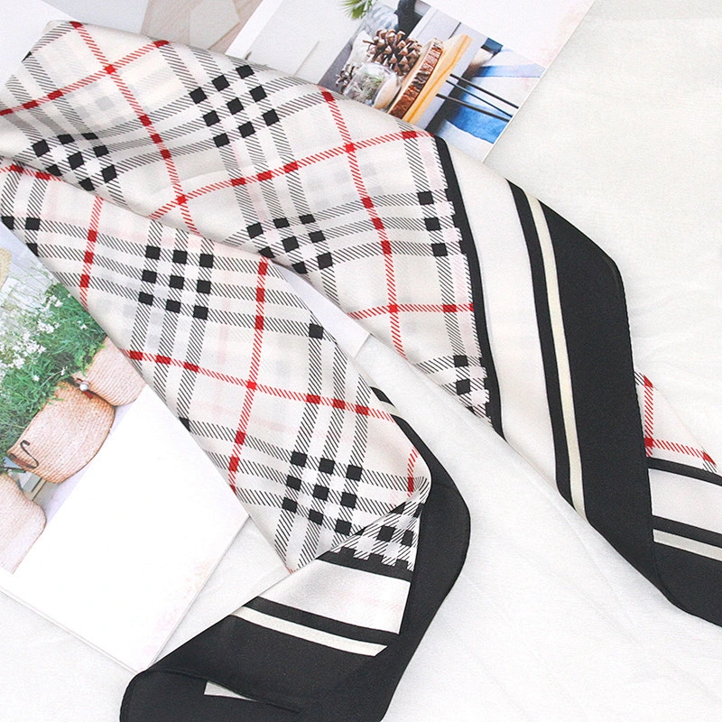 British style new silk satin printed 70cm small square scarf ladies scarf wholesale satin silk head patterned scarf
