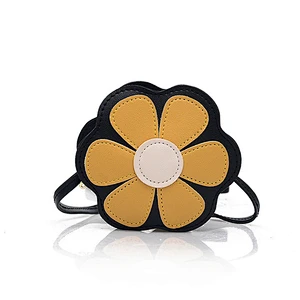 Hot sale children pu mini flower shape bag zipper inclined single shoulder bag crossbody bag