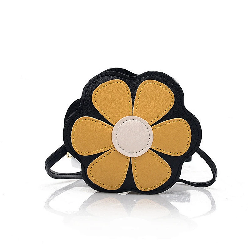 Hot sale children pu mini flower shape bag zipper inclined single shoulder bag crossbody bag