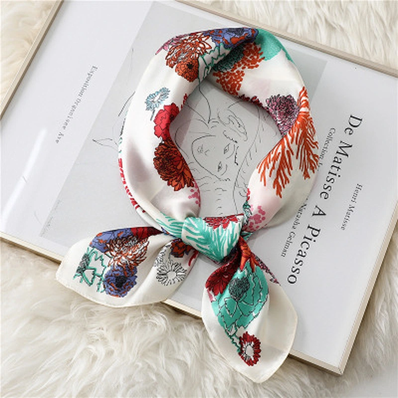 Personalized wild floral printed sunscreenscarf small silk square scarf digital print