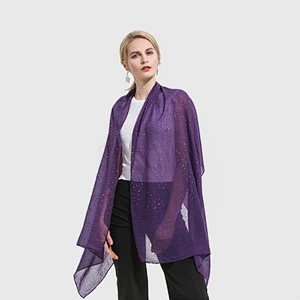 All-match ladies color bronzing sunscreen shawl polyester solid color travel beach hijab muslim shawl