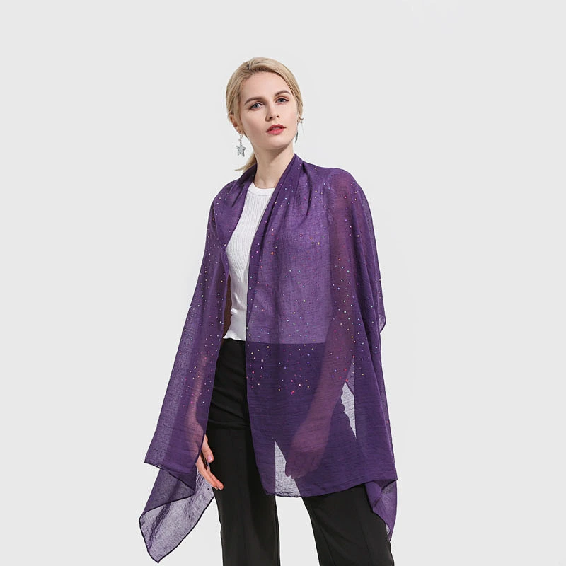 All-match ladies color bronzing sunscreen shawl polyester solid color travel beach hijab muslim shawl