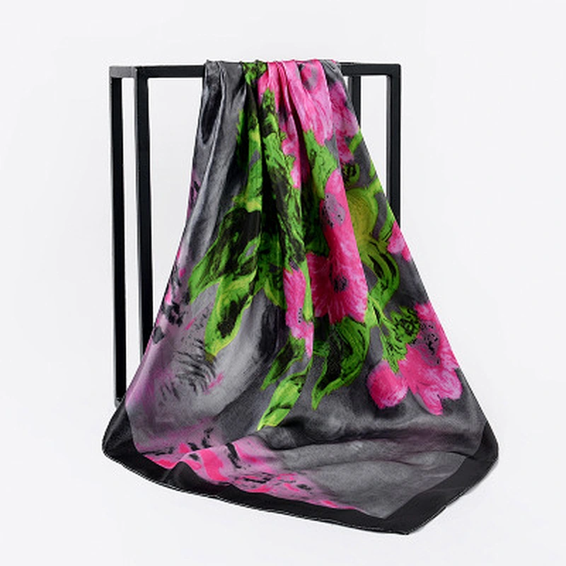 Satin square air conditioner sunscreen scarf women shawl wholesale ladies print shawls scarves