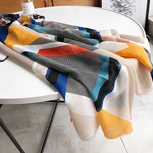 Contrast color joint beach towel sunscreen shawl ladies fashion beach scarf shawl