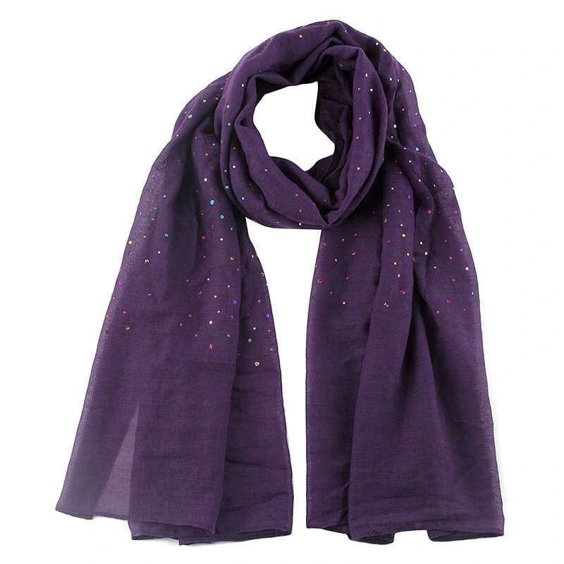 All-match ladies color bronzing sunscreen shawl polyester solid color travel beach hijab muslim shawl