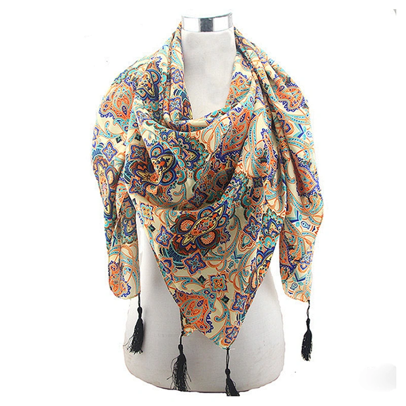2020 new Oversized Sun protection Beach Big women large print silk scarf
