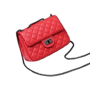 New trendy women genuine leather crossbody shoulder bags ladies chain sling bag