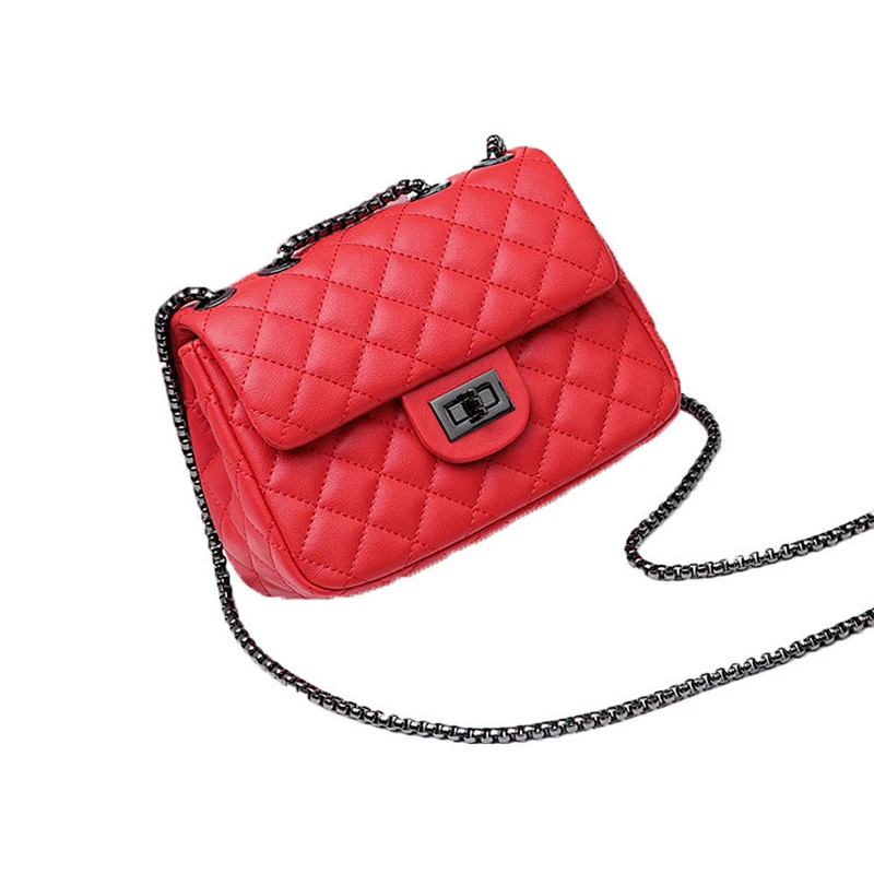 New trendy women genuine leather crossbody shoulder bags ladies chain sling bag
