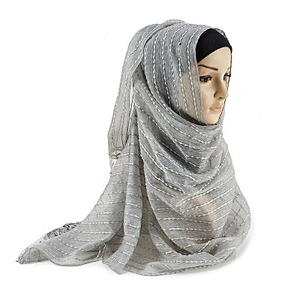 Malaysian new ladies scarf summer all-match floral lace pearl imitated silk hijab scarf