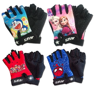 Children Cartoon Design Gloves Half  Finger Cycling Sports Skidproof  Gloves