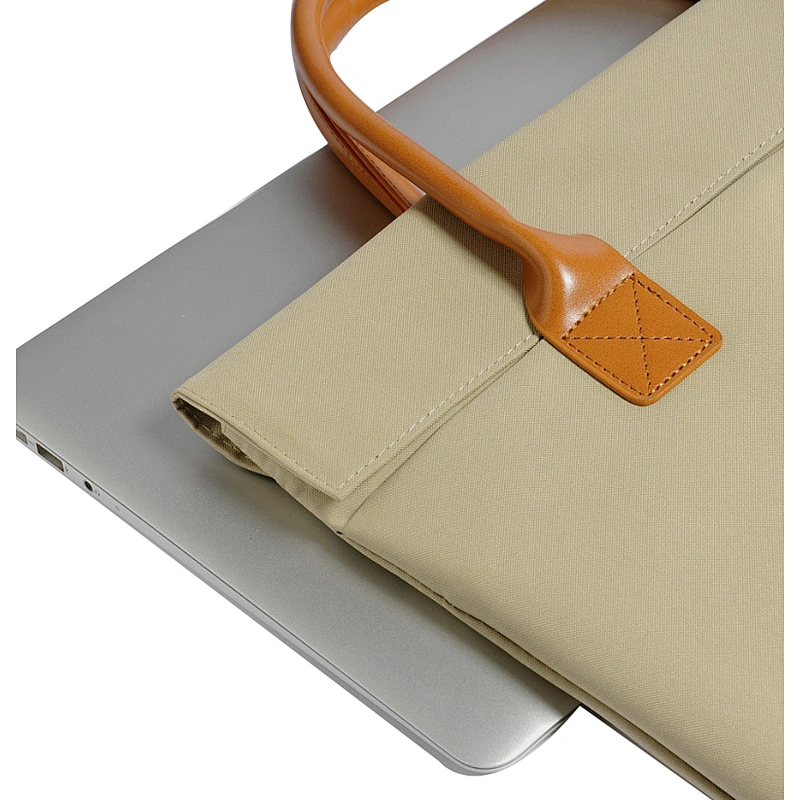 Hot products women canvas laptop business bag with thin and light leather handle