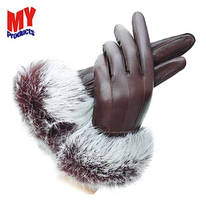 2019 New Women Winter Outdoor Warm Fashion Female Leather Glove Touch Screen Wrist Gloves