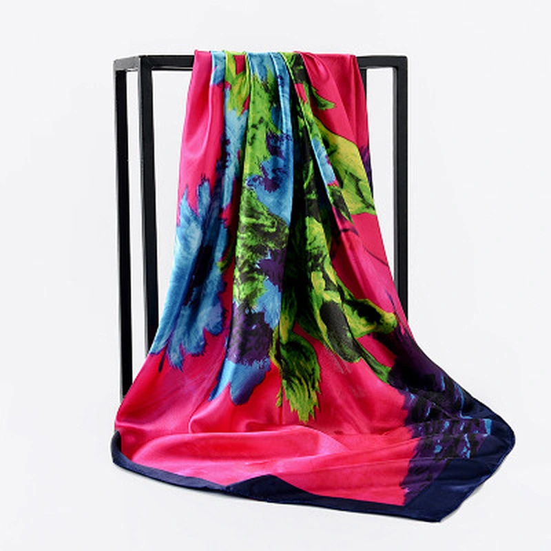 Satin square air conditioner sunscreen scarf women shawl wholesale ladies print shawls scarves