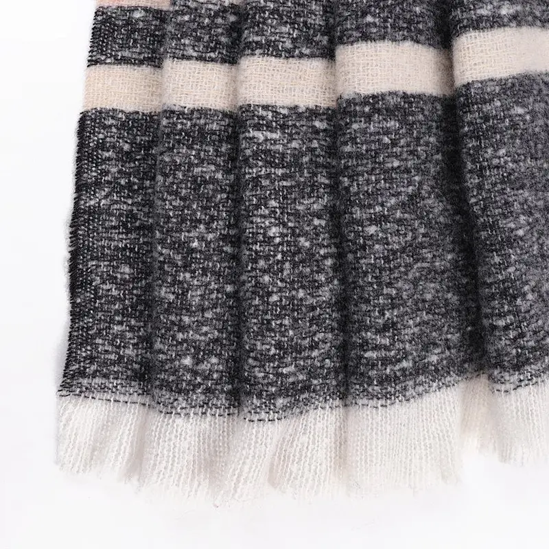 Amazon hot sale colored big stripes acrylic winter women scarf cashmere
