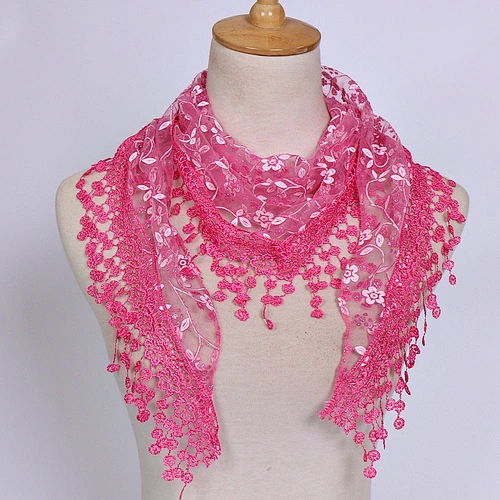 Lace hollow solid color triangle scarf breathable ladies neck scarf triangular scarf women