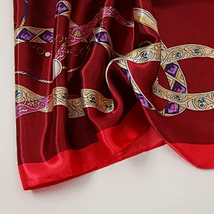 Fashionable lady's square scarf scarf silky satin custom silk satin scarf square