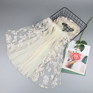 New lace stitching ladies casual pure monochrome hollow simulation silk scarf muslim long lace shawl women